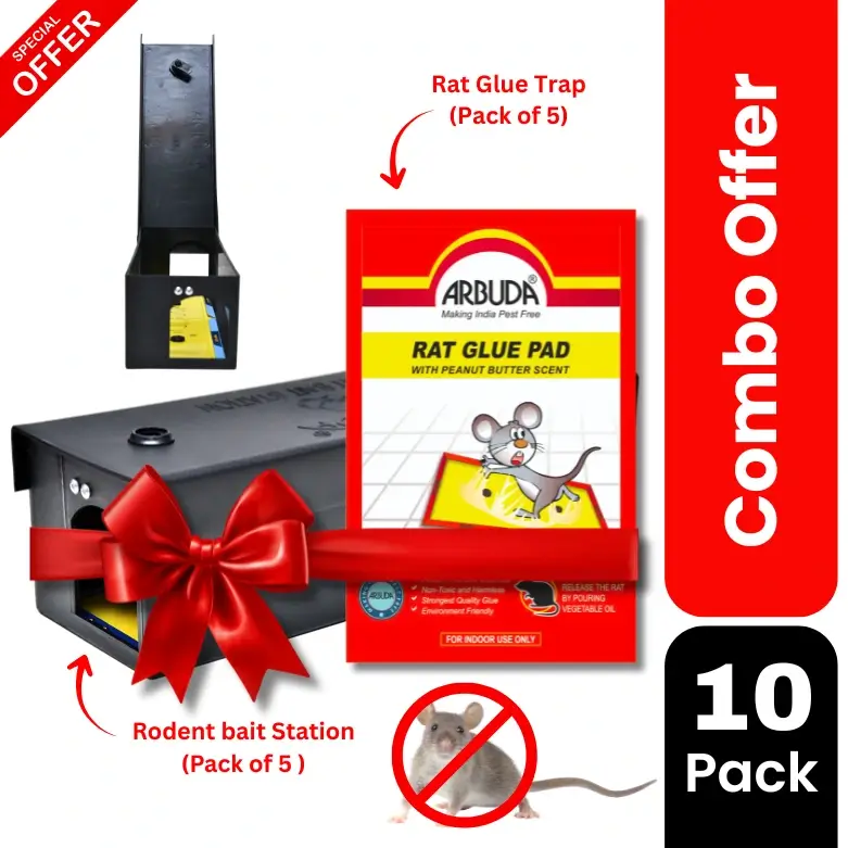 Rodent Bait Station (Plastic) Pack of 5 with Small Rat Glue Pads (Pack of 5)